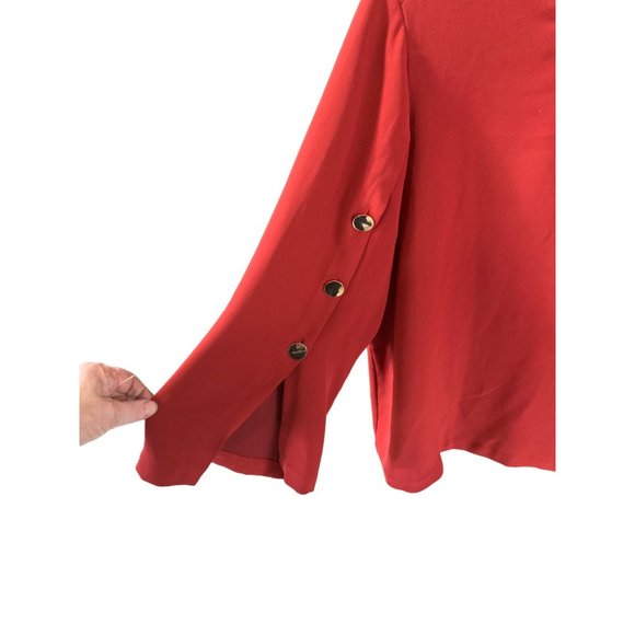 Chicos Womens Size 3 XL 3/4 Sleeve Blouse Rust Shirt Top Button Sleeve Detail Ba - Picture 2 of 4